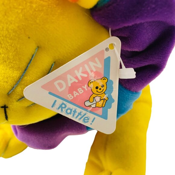 I Rattle Yellow Lion Plush Blue Purple Mane Rattle Lion Stuffed Toy - Picture 5 of 10